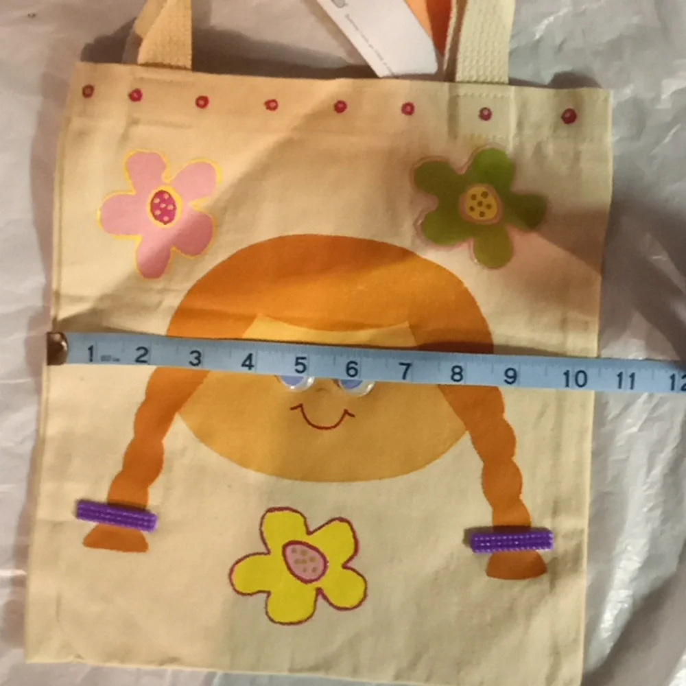 Girl's Handpainted One of a Kind Goggly Eyes Girl Canvas Tote Bag